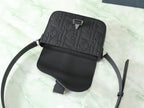 Dior black embossed crossbody bag with flap and front pocket