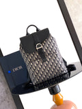 Dior monogram backpack with black flap and silver-tone buckle