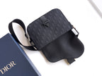 Dior small crossbody bag with monogram fabric top and leather bottom