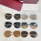 Gucci sunglasses set of three rows: black, blue, and tan framed pairs