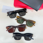 YSL sunglasses set showing four pairs with tortoise and black frames and dark lenses