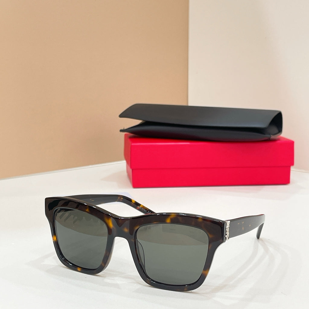 YSL sunglasses with tortoise frame and dark gray lenses