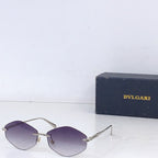 Gold-rim round sunglasses with purple gradient lenses and metal side arms