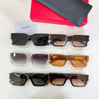 YSL glasses set: black, clear, tan, and tortoiseshell square frames with tinted lenses