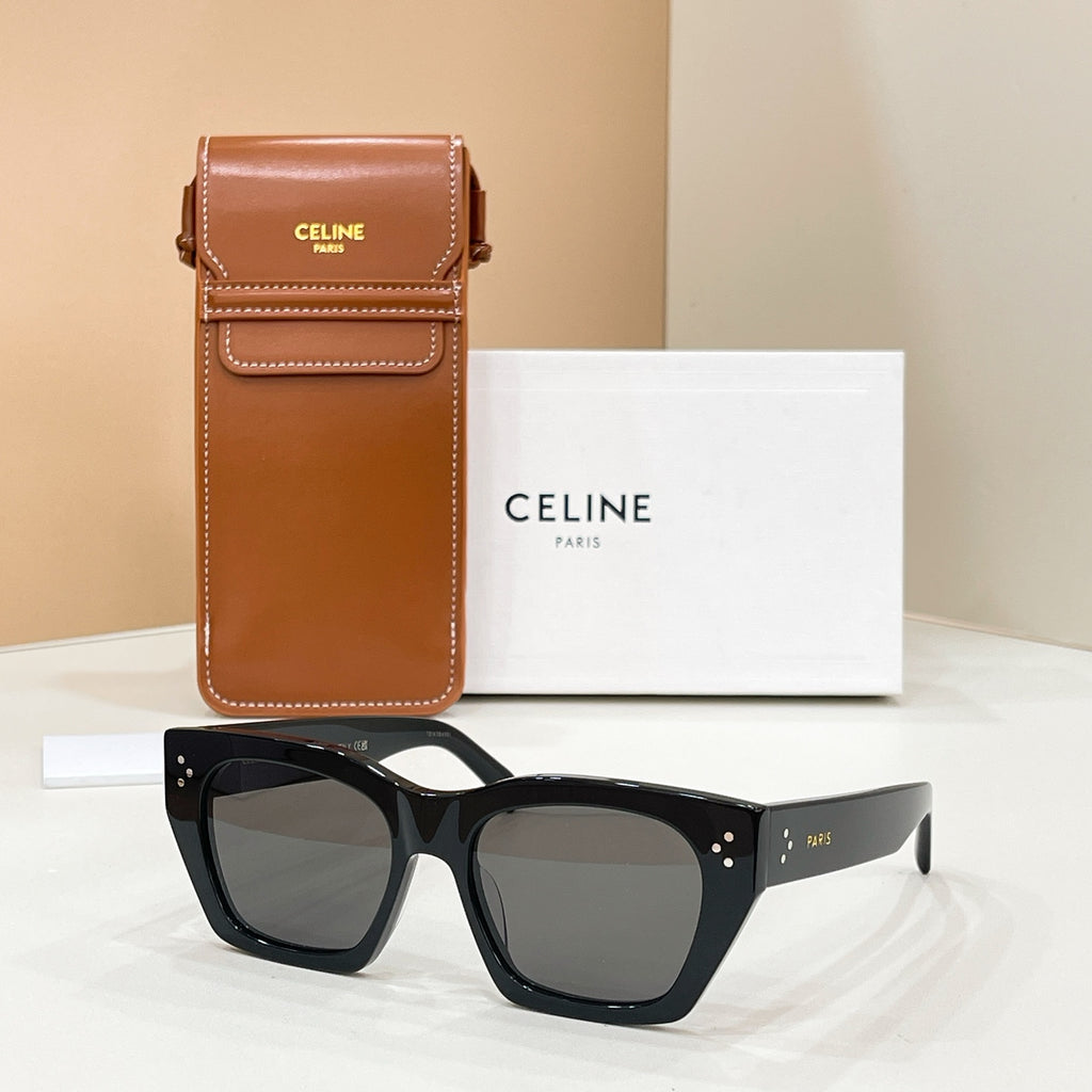 Celine sunglasses with square black frames and dark lenses
