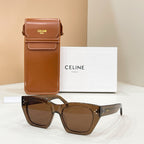 Celine sunglasses with square brown frames and brown tinted lenses