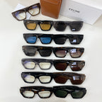 Celine glasses assortment with clear lenses in multiple colors, plus leather case.