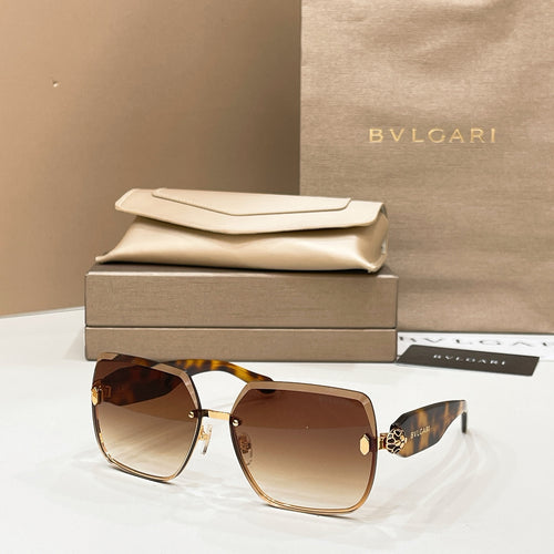 Bvlgari sunglasses with tortoise frame and brown tinted lenses, gold accents