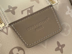 Louis Vuitton monogram bag interior leather patch with embossed brand text