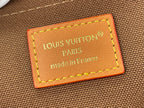 Louis Vuitton Paris "made in France" leather logo patch with yellow stitching