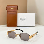 Celine sunglasses with gold-tone frame and dark gray tinted lenses