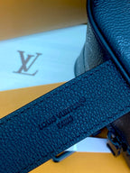 Small bag blue textured leather strap with Louis Vuitton logo embossing