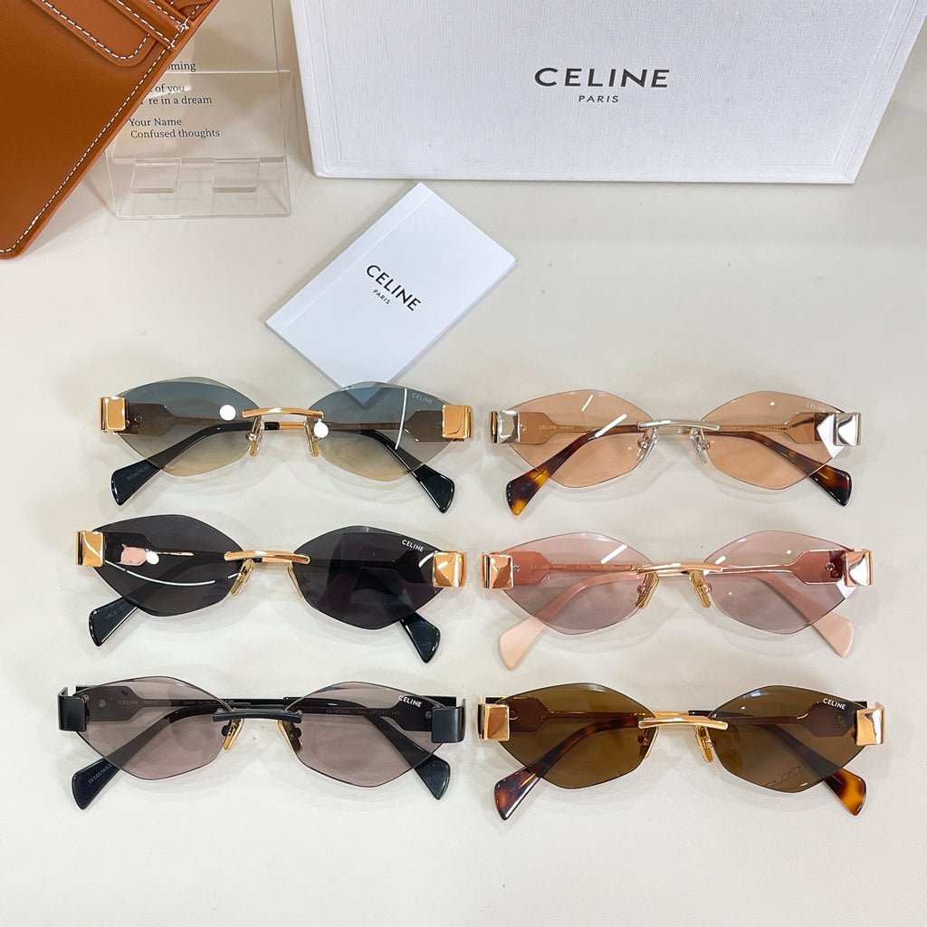 Set of four Celine sunglasses with black, tortoise, clear, and brown lenses