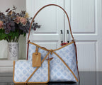 Louis Vuitton hobo bag, light blue monogram canvas with tan leather trim and top handles