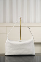 Chanel white quilted hobo shoulder bag with top handles and gold hardware