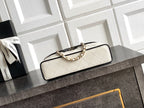 Small quilted shoulder bag with chain strap, white leather with stitched panels