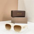 Bvlgari square sunglasses, white frames with warm brown lenses