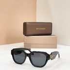 Bvlgari square sunglasses, black frames with dark gray lenses