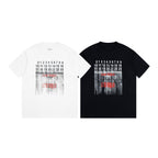 Set of two crew-neck T-shirts in white and black with front graphic prints