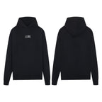 Black Maison Margiela logo hoodie, front and back views