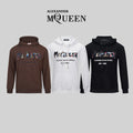 Graphic pullover hoodie with hood and kangaroo pocket, colorful Alexander McQueen logo