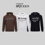 Graphic pullover hoodie with hood and kangaroo pocket, colorful Alexander McQueen logo
