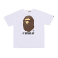 White crewneck T-shirt with large BAPE face graphic and text BY BATHING APE