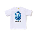 White T-shirt with blue camo ape logo and 'BY BATHING APE' print