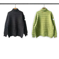 Turtleneck knit sweater, dark charcoal color with ribbed hem and cuffs