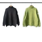 Turtleneck knit sweater, dark charcoal color with ribbed hem and cuffs