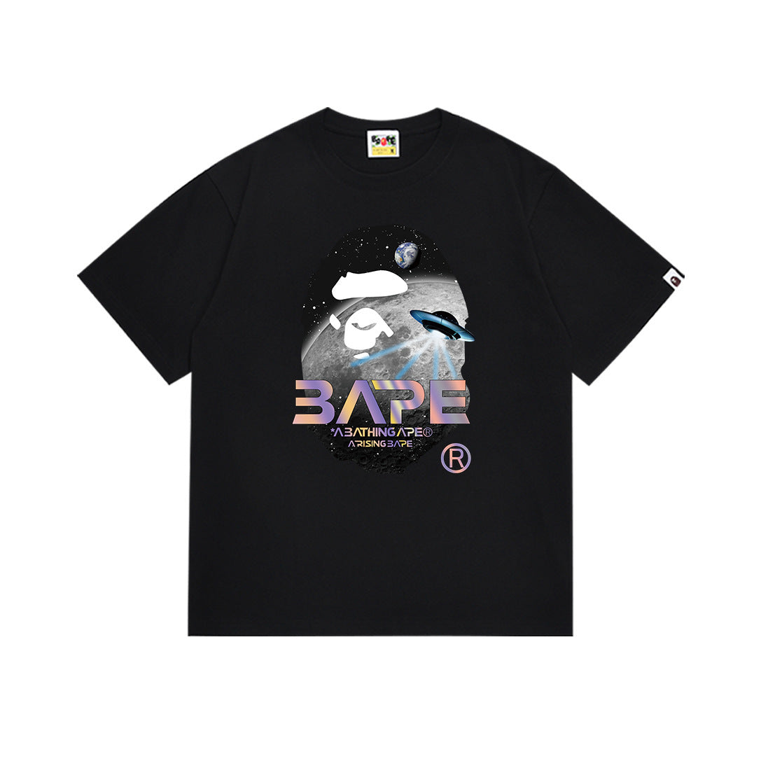 Black BAPE T-shirt with large galaxy bear graphic