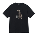 Stussy black T-shirt with dinosaur graphic print on front