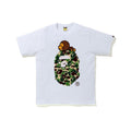 Bape white crewneck T-shirt with colorful camo ape graphic on front