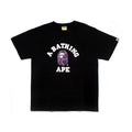 Black BAPE crew-neck T-shirt with colorful ape logo print