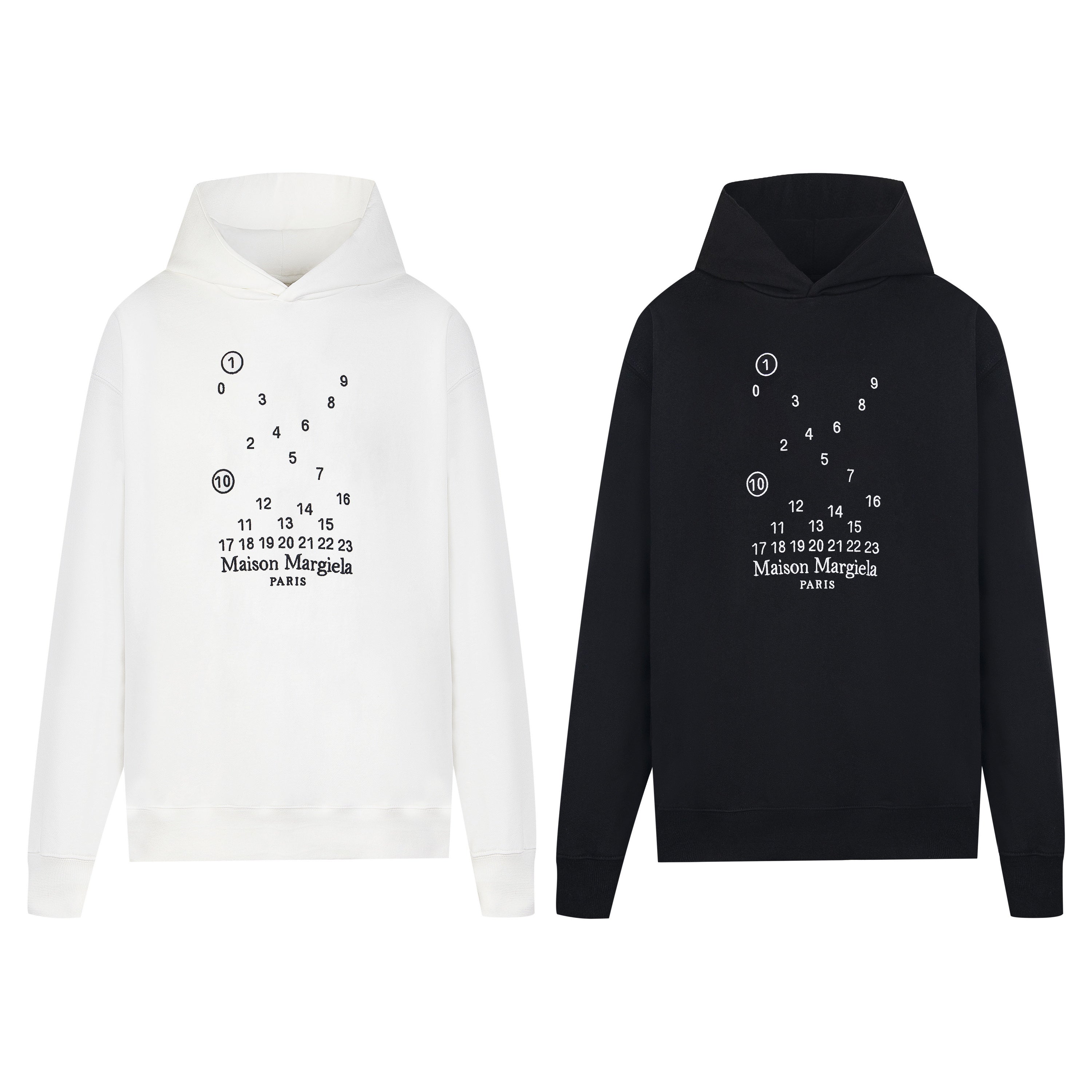 Maison Margiela hoodies, white and black pullover with number graphic on chest