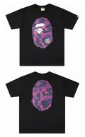 Black Bape T-shirt with pink camo ape face graphic on front