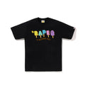 Black T-shirt with colorful BAPE logo graphic