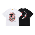 Graphic T-shirt set: white and black crewneck with striped logo print