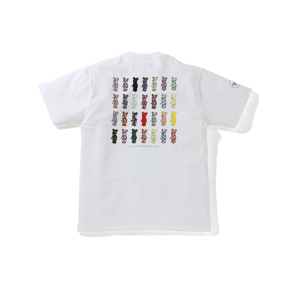 Bape graphic T-shirt, white crewneck with multicolor character grid print