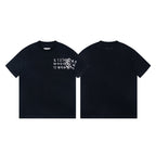 Black crew-neck T-shirt front and back with white number graphic