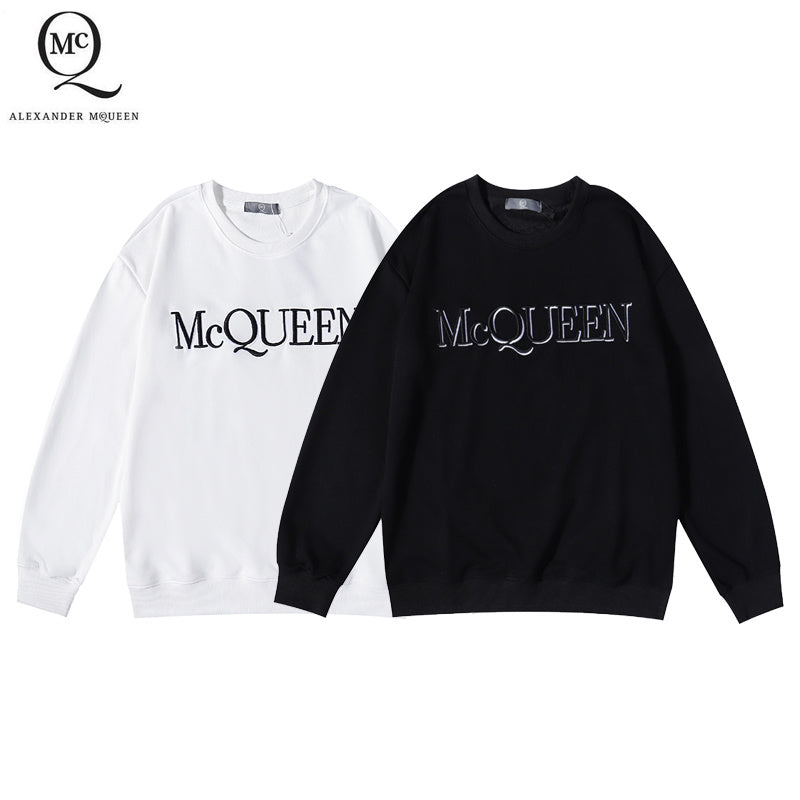 Crewneck sweatshirt, McQUEEN logo, white and black