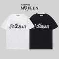Crewneck T-shirts in white and black with distressed McQUEEN graphic