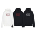 White Maison Margiela hoodie with red number grid and "Maison Margiela" text
