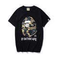 Black Bape T-shirt with camo ape graphic and 'BY BATHING APE' print