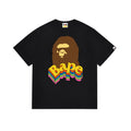 Black Bape T-shirt with multicolor logo graphic on front