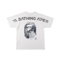 White Bape T-shirt with BATHING APE logo and camo-style ape graphic