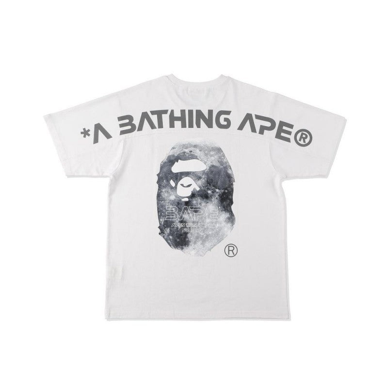 White Bape T-shirt with BATHING APE logo and camo-style ape graphic