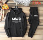 Black MM6 Maison Margiela hoodie set with drawstring hood and matching joggers