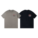 Set of two graphic crew-neck T-shirts, gray and navy