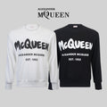 Crewneck sweatshirt, white with McQueen logo and EST. 1992 print